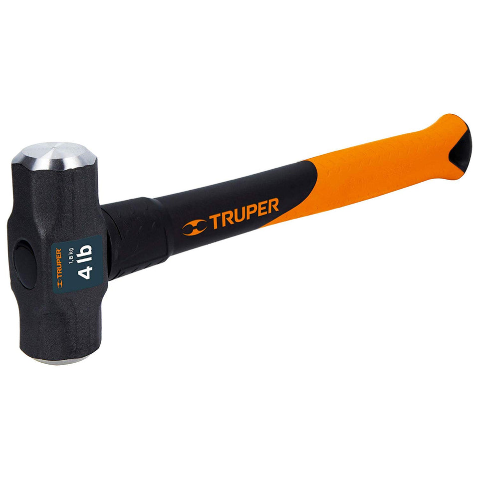 Truper MD-4F, Marro octagonal, mango de fibra de vidrio 14", 4 Lb