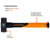 Truper MD-4F, Marro octagonal, mango de fibra de vidrio 14", 4 Lb