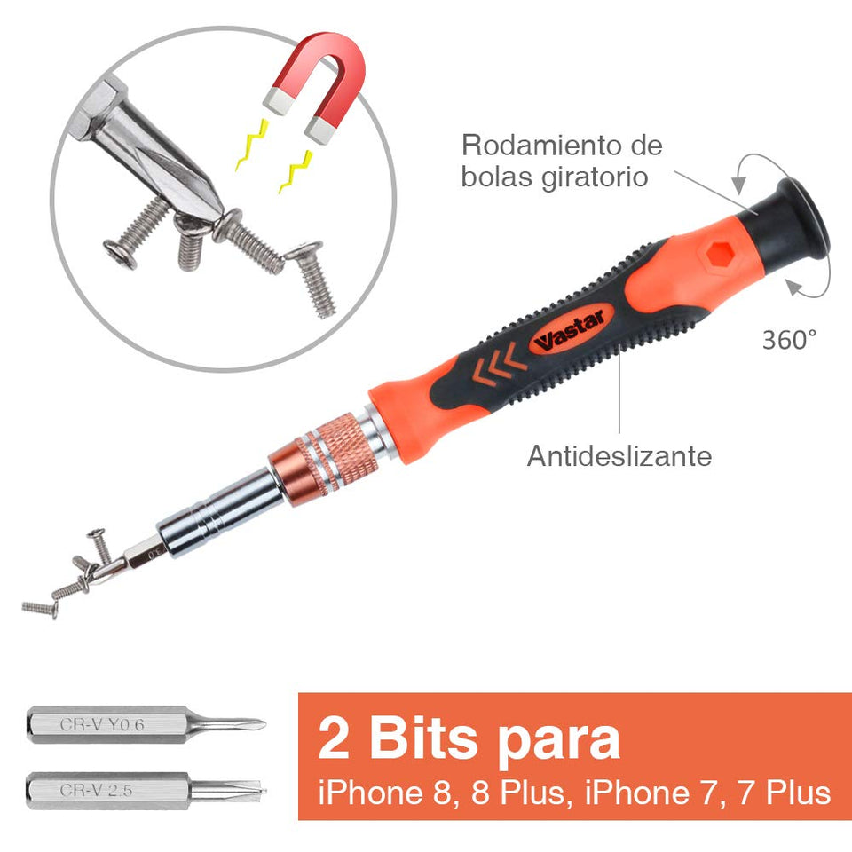 Vastar 62 en 1 kit Conductor Magnético 56 Bits, Destornillador Magnético de Precisión, de Peparación para Teléfono Móvil, Tableta, PC, Mac Book, kit de Herramientas de Reparación de la Electrónica
