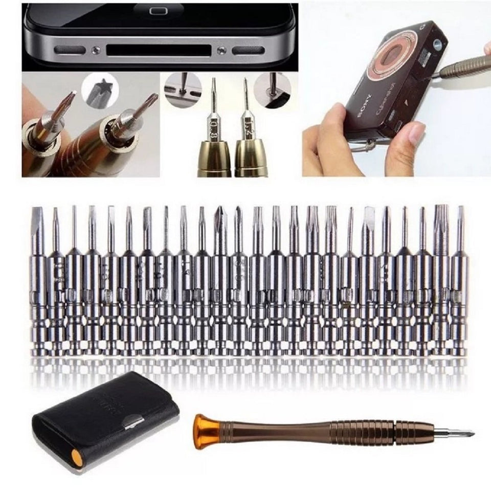 TFHEEY 25 en 1 juego de destornilladores Mini Set de destornilladores de precisión electrónica herramientas Kit de reparación para teléfono celular, reloj, PC, computadora portátil, cámara digital