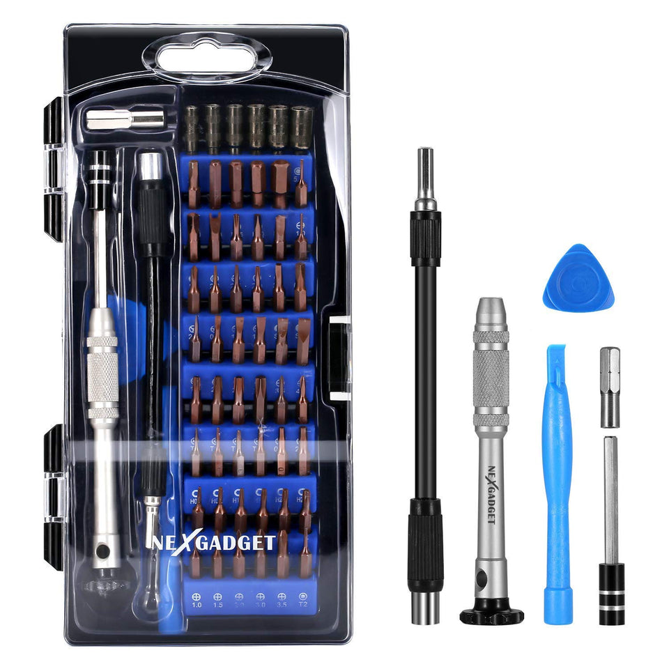 NEXGADGET 62 en 1 Destornilladores Precisión Herramientas Profesional para Iphone, Smartphones, Tablets, Ordenadores Portátiles, Gafas, Cámara y Reloj, Kit de Herramientas de Reparación de la Electrónica (Azul)